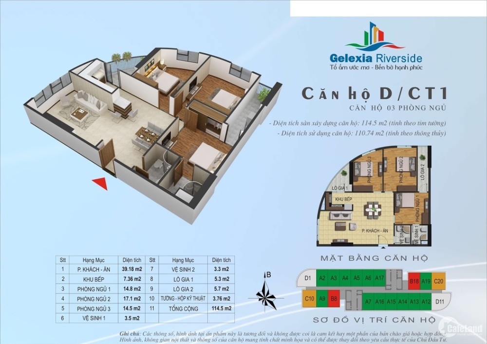 Bán căn hộ chung cư Gelexia Riverside quận Hoàng Mai 120m2 giá 2.3 tỷ