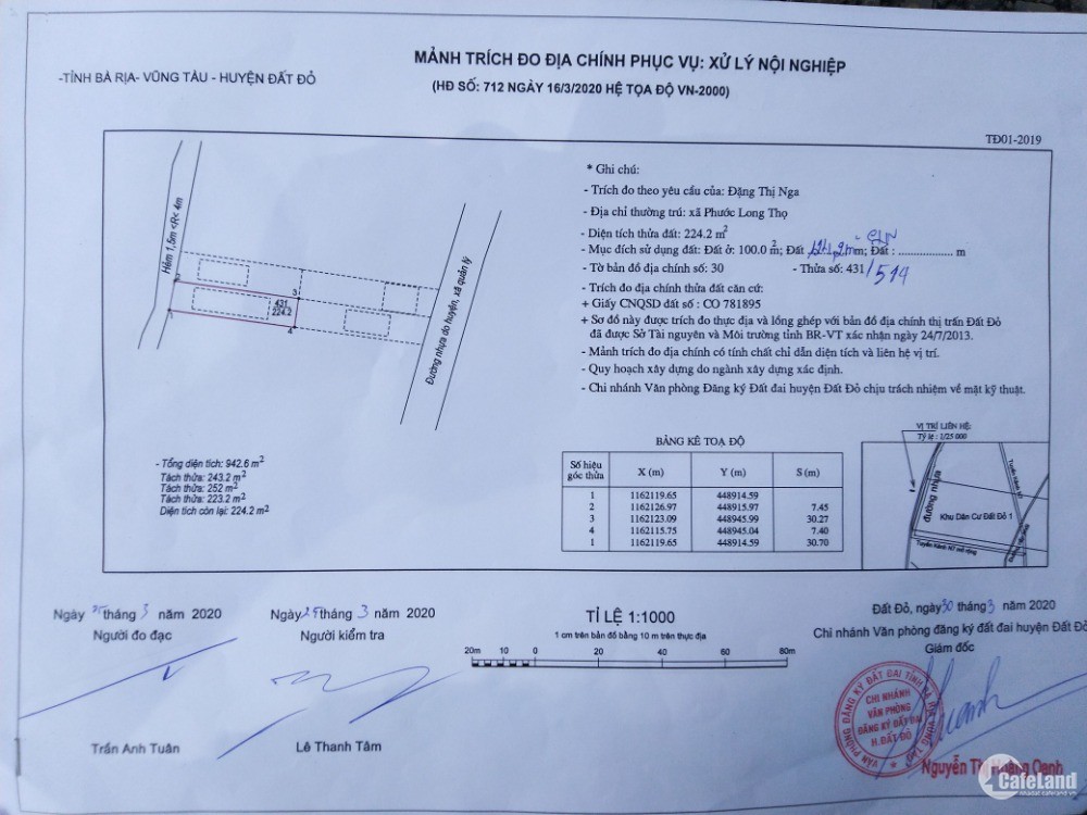 Bán lô 224m2 gần KCN Đất Đỏ giá vài trăm cho ace công nhân mua xây nhà ra ở riên