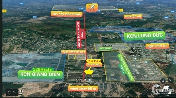 Mở bán 20 lô đất DT: 500M2 MT đường 60m, P.Tam Phước, Biên Hòa, SHR, 4 triệu/m2