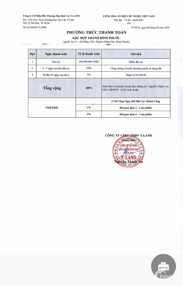 Cơ hội để sở hữu lô đất nền đẹp ngay TTTP Đồng Xoài với giá 280tr/nền (50%).