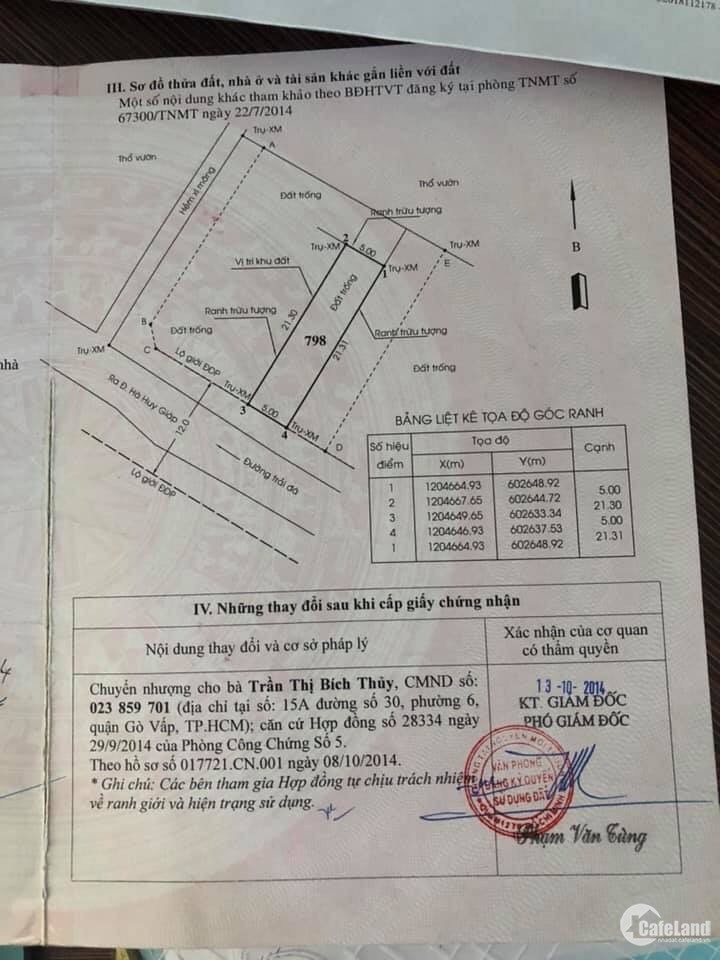 Đất mặt tiền đường số Thạnh Lộc 48 , gần cầu phú long , 5 x 21 m2 , sổ riêng .