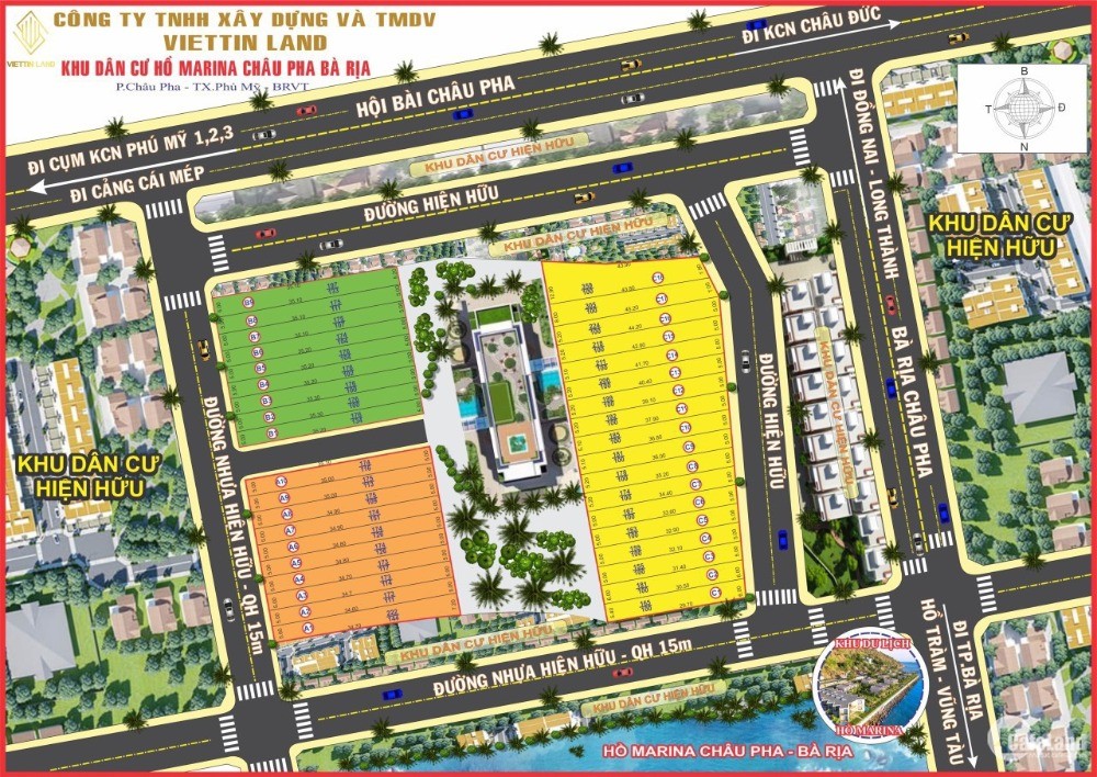 Cẩn bán 10 lô đất nền tại trung tâm dự án KDC Hồ Marina Châu Pha Bà Rịa