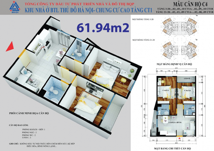 Chính chủ bán căn 61,94m2 chung cư CT1 – Yên Nghĩa, Hà Đông. Lh: 0975342826