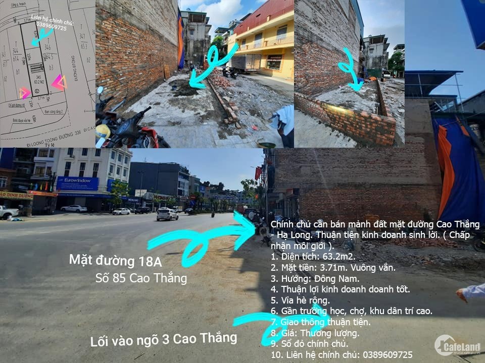 Chính chủ cần bán mảnh đất mặt đường số 85 Cao Thắng, QL18A - TP. Hạ Long.