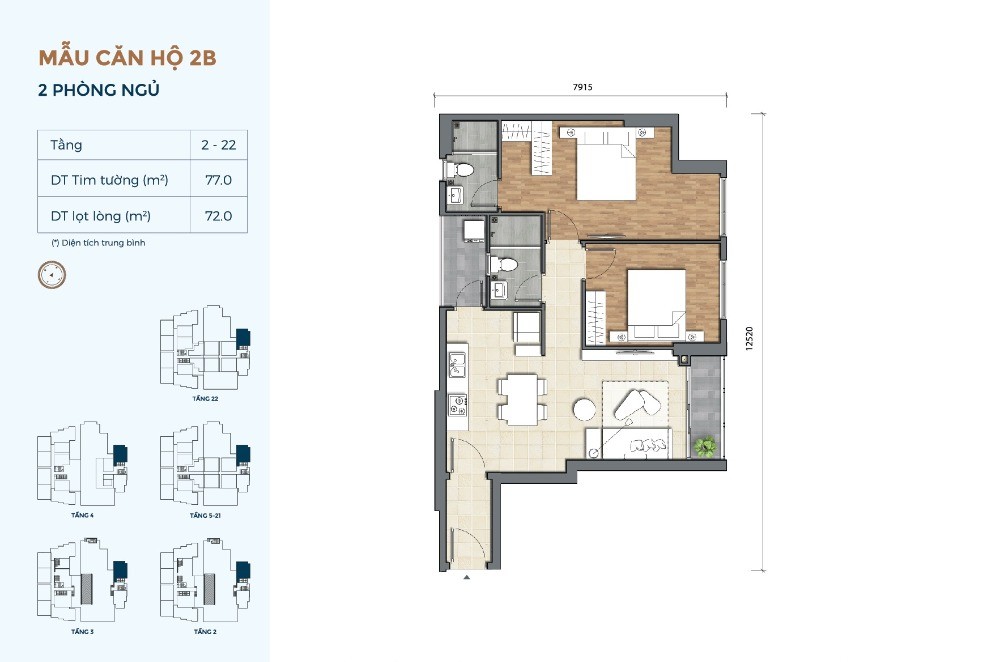 Chỉ cần thanh toán 1,2 tỷ sở hữu ngay căn hộ 2 PN Precia Nguyễn Thị Định, quận 2