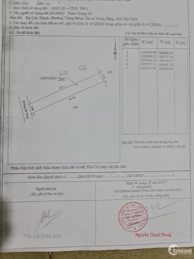 Đất mặt tiền đường bê tông 4m có điện đường kế kcn hiệp thạnh