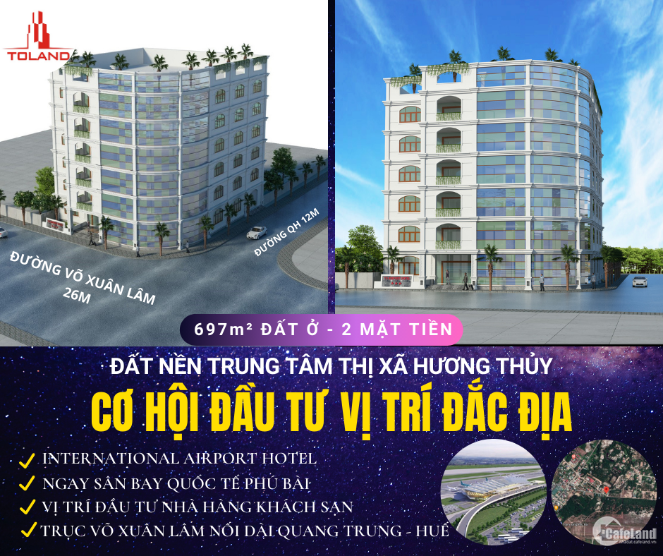 Đất nền Thị xã Hương Thủy Huế - 2 MT Võ Xuân Lâm ngay sân bay Phú Bài