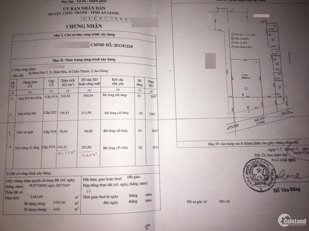 Cần bán gấp lô đất mặt tiền QL91, Châu Thành, An Giang