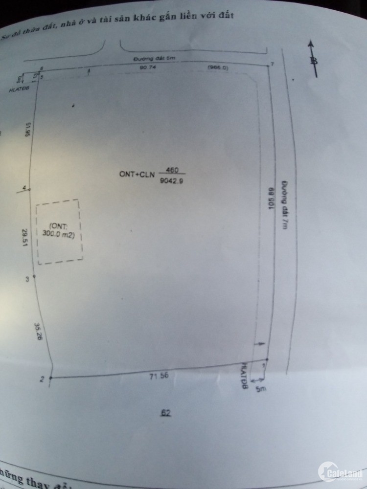 Bán đất An Tây Bến Cát. Diện tích 9042m2, có 300m2 đất thổ cư. Hai mặt đường 7 m