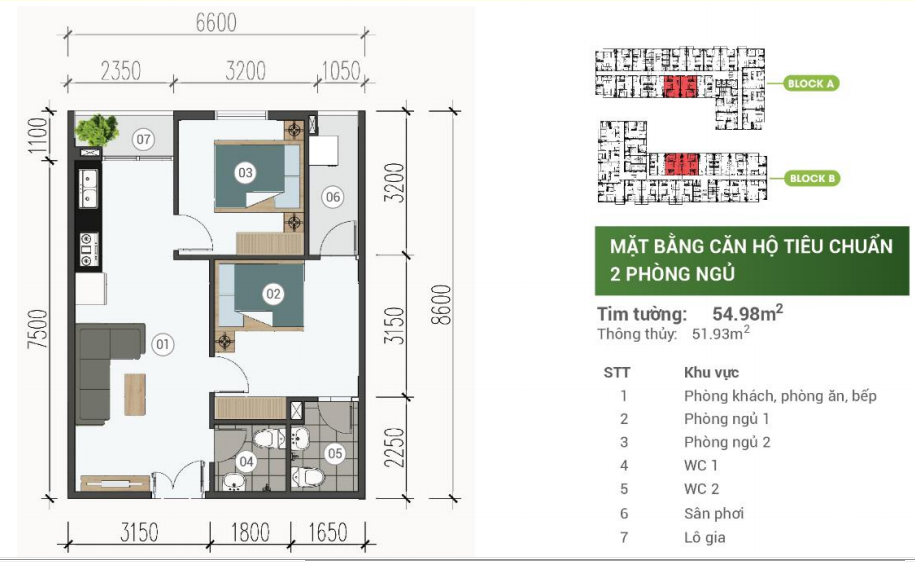 Bán căn hộ 52m2, 2PN+1WC, giá rẻ nằm gần Aeon mall Bình Dương