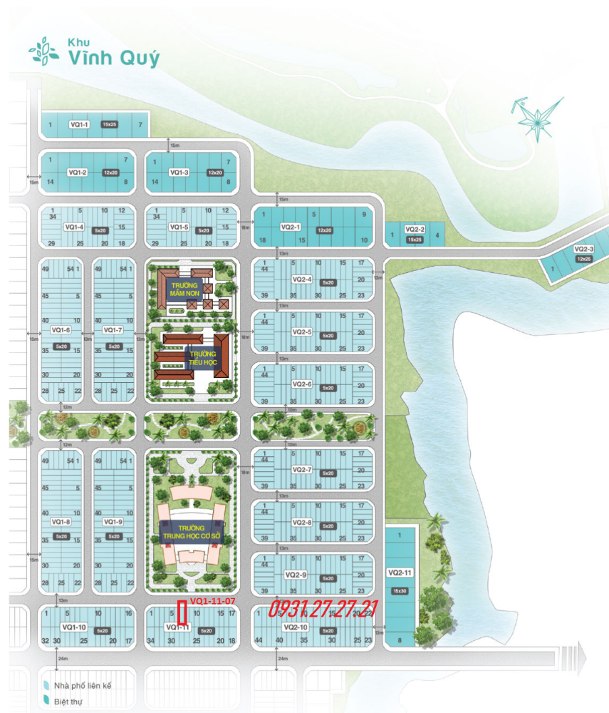 Bán nền VQ1-11-07 đối diện trường học dự án Biên Hòa New City giá nhất khu