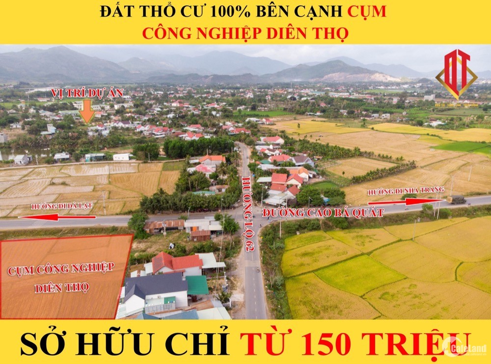 Đất thổ cư cạnh cụm công nghiệp Diên Thọ-Diên Khánh giá chỉ 300 triệu