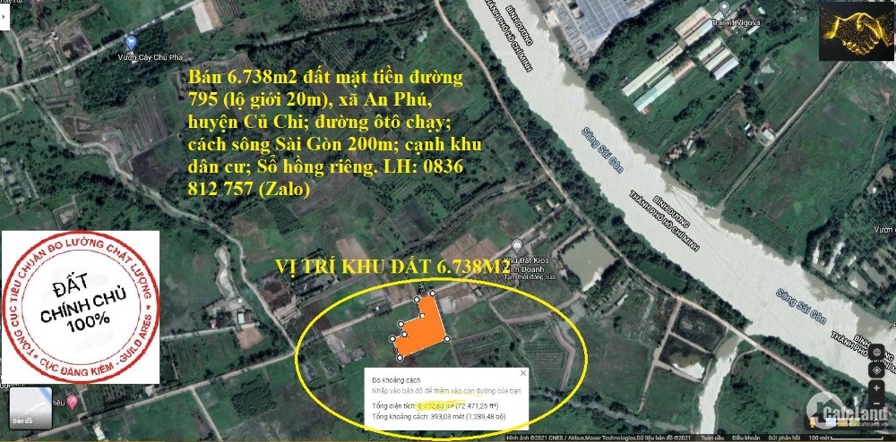Bán đất mặt tiền đường 795 xã An Phú, huyện Củ Chi