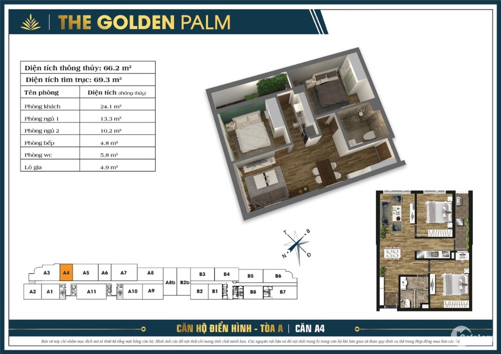 Bán căn hộ chung cư 69m2 tòa nhà The Golden Palm, 21 Lê Văn Lương