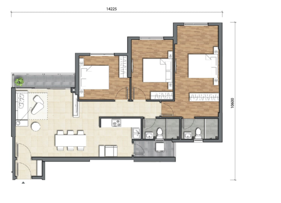 3PN Duplex căn hộ cao cấp Precia, giá gốc CDT chỉ 5.977 tỷ , 0% lãi xuất .