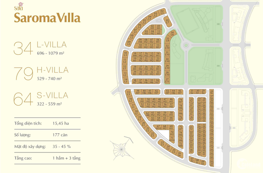 Bán biệt thự Sala, diện tích 370m2, 3 mặt tiền, 1 hầm + 3 tầng, thang máy