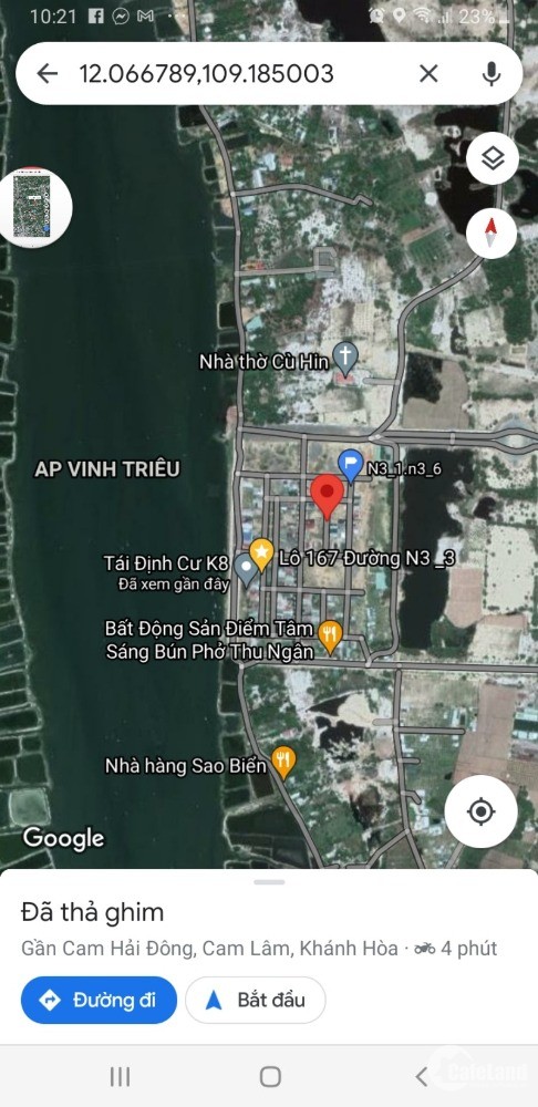Bán đất giá rẻ Tái Định Cư Bãi Dài,100% thổ cư,view đầm Thủy Triều Cam Lâm,KH.
