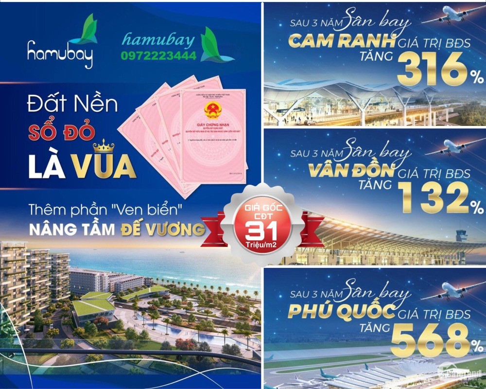 Sở hữu SỔ ĐỎ Đất nền Nhà phố,Biệt thự mặt biển TP Phan Thiết Chỉ 985triệu