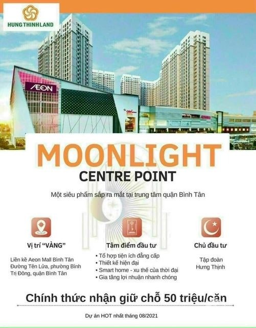 Moonlight Centre Point Căn hộ cao cấp 2PN mặt tiền khu Tên Lửa Q.Bình Tân
