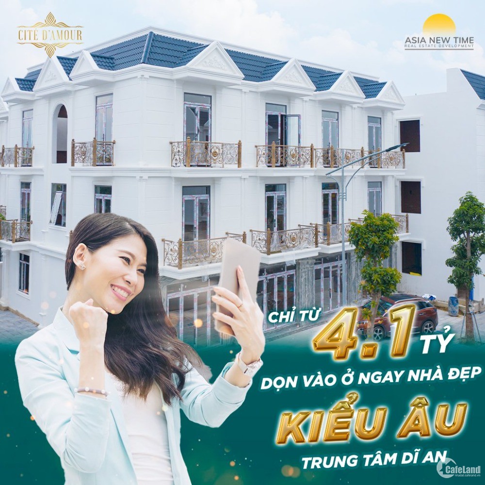 Nhà Phố Liền Kề Một Trệt Hai Lầu Cité D'Amour Trung Tâm TP. Dĩ An 72 m2 - 4.1 Tỷ