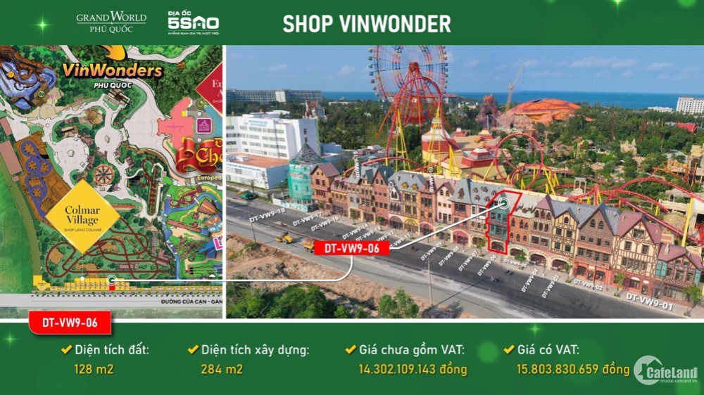 Bán Shophouse VinWonder Phú Quốc.Diện tích 284m2.Giá 14,3 tỷ. Liên hệ 0912195426