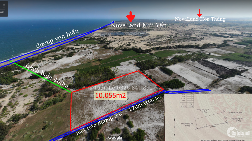 Bán đất ven biển Bình Thuận, 10.055m2, Sổ đỏ, Mặt tiền 170m