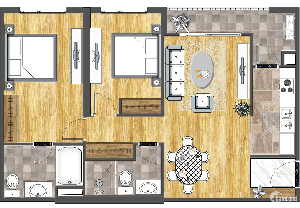 Bán cắt lỗ sâu căn  chung cư 6Th Element, 83m2, ban công Nam ( viw thoáng mát)