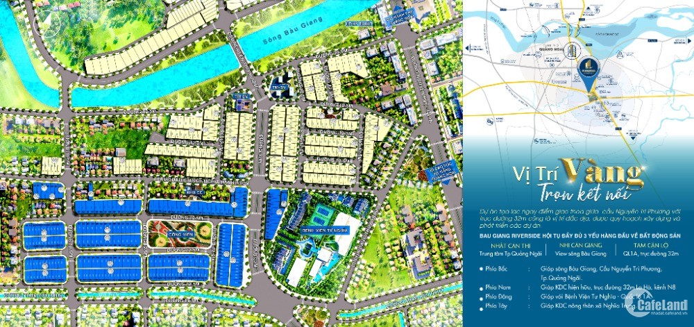 Đất nền dự án mới ven sông Tp Quảng Ngãi - Bàu Giang Riverside Quảng Ngãi
