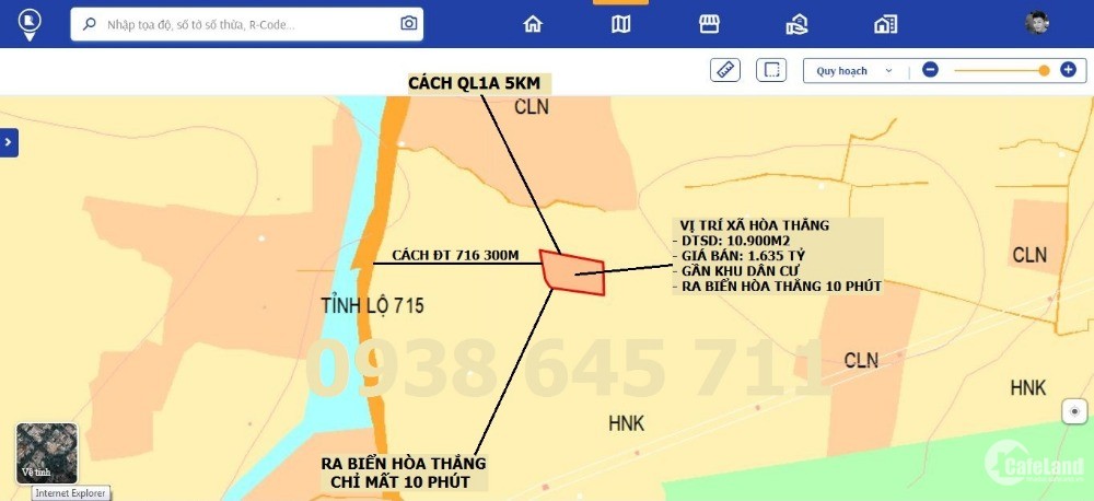 Đất Hòa Thắng Gần Đường ĐT 716 Cạnh Khu Trang Trại Dưa Lưới Giá 150K/m2