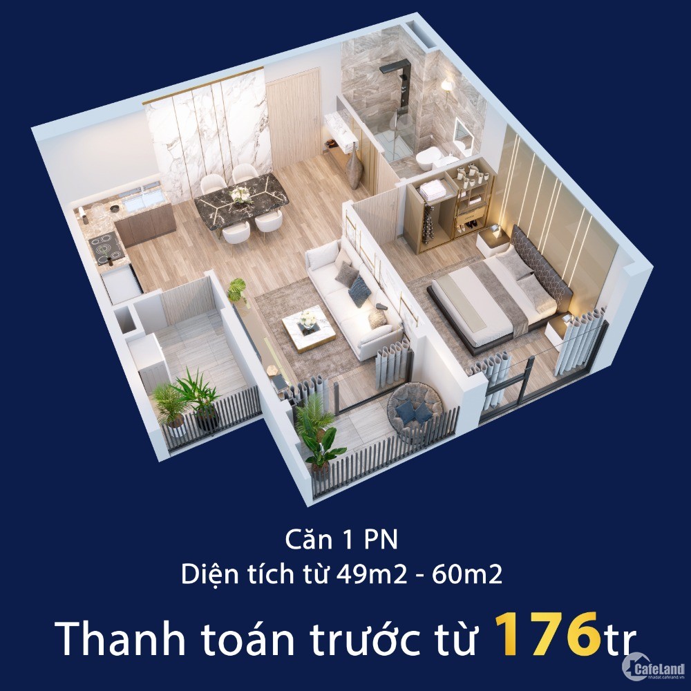 Chỉ 1.76 tỷ/căn, thanh toán 1% /tháng đến khi nhận nhà, NH hỗ trợ 70%