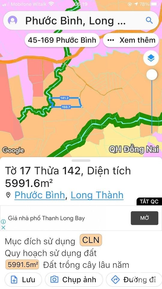 1 mẫu 8 phước bình cách đg chính phước bình lông thành đông nai