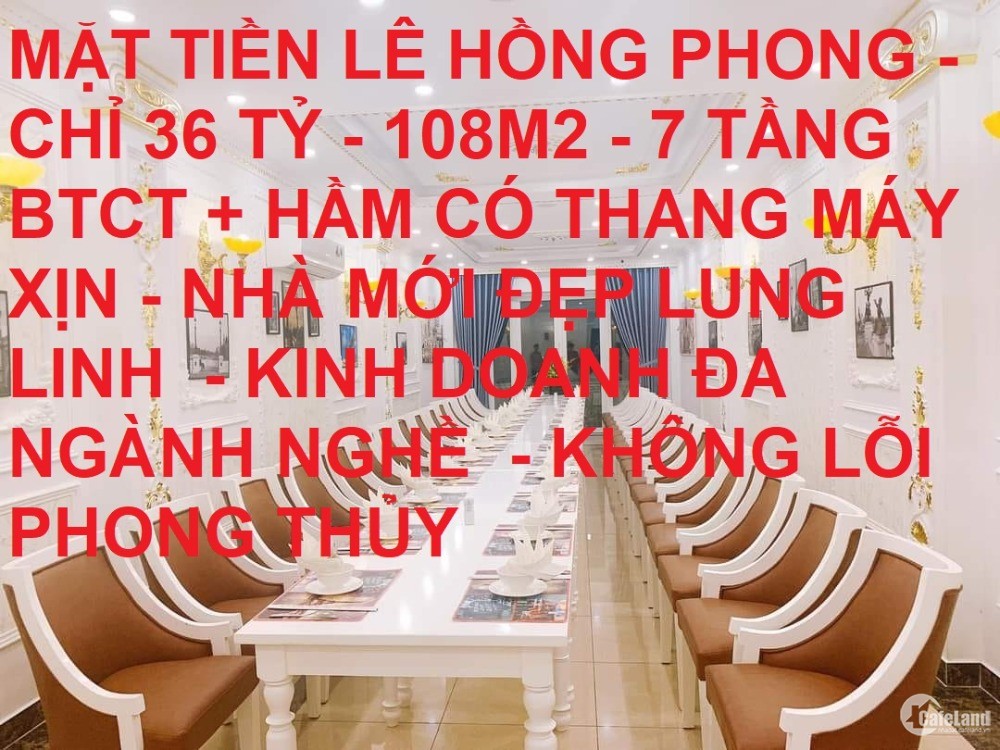 Bán nhà 8 tầng mặt tiền Lê Hồng Phong 108m2 giá chỉ 36 tỷ Phường 12 Quận 10
