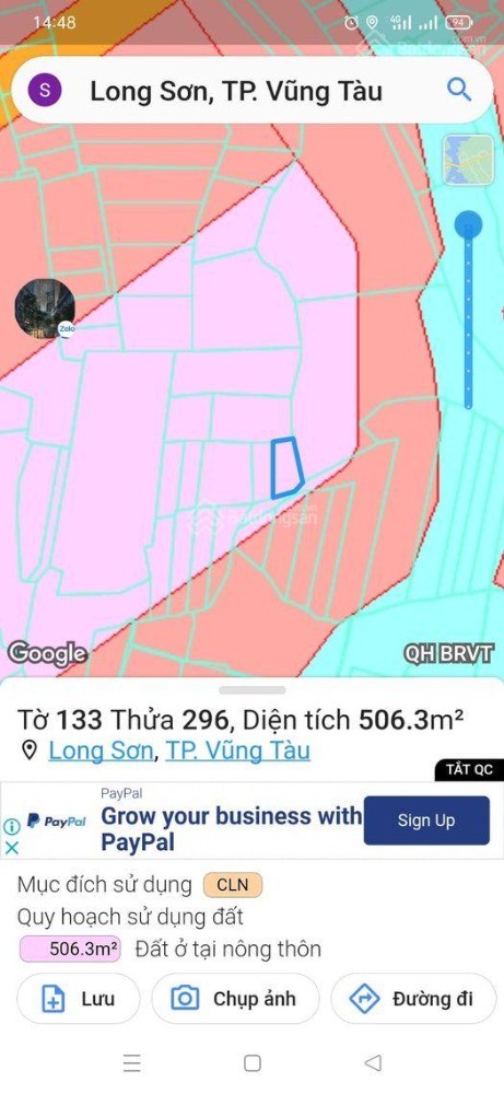 Bán 506m2 đất phủ hồng toàn bộ ở Thôn 9 Long Sơn