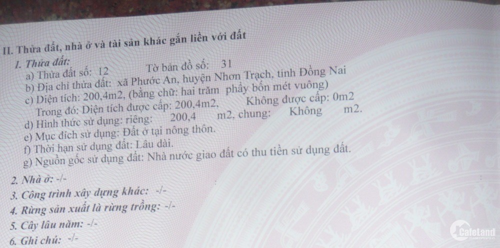 Bán đất Phước An Long Thọ- Nhơn Trạch-Đồng Nai ( chính chủ )