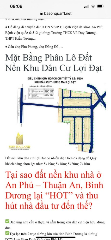Đất Thành phố Thuận An 92m2 dân cư đông đường lớn