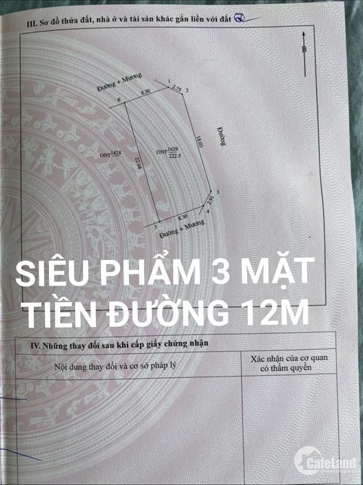 BÁN ĐẤT  3 MẶT TIỀN GẦN ỦY BAN NGHI TRUNG VÀ TRƯỜNG THPT NGUYỄN DUY TRINH