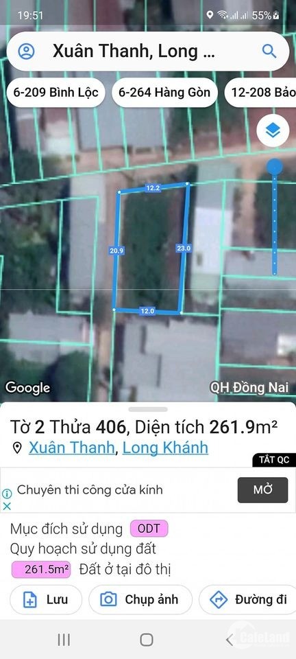 Khu phố 1 Xuân Thanh cần bán nền 261m2.sổ riêng full thổ cư