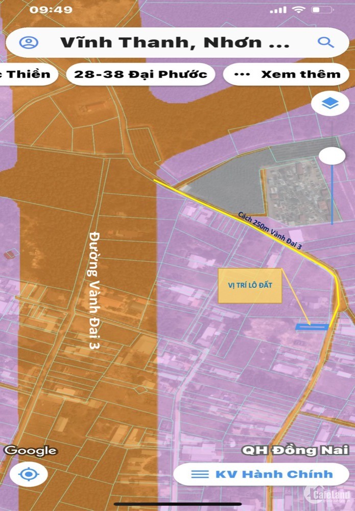 Lô đất 124m2-Theo quy hoạch thuộc đất ở ONT dân cư xã Vĩnh Thanh đường nhánh VĐ3