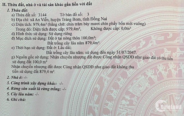 Chính chủ bán gấp lô đất thổ cư, An Viễn, Trảng Bom, Đồng Nai