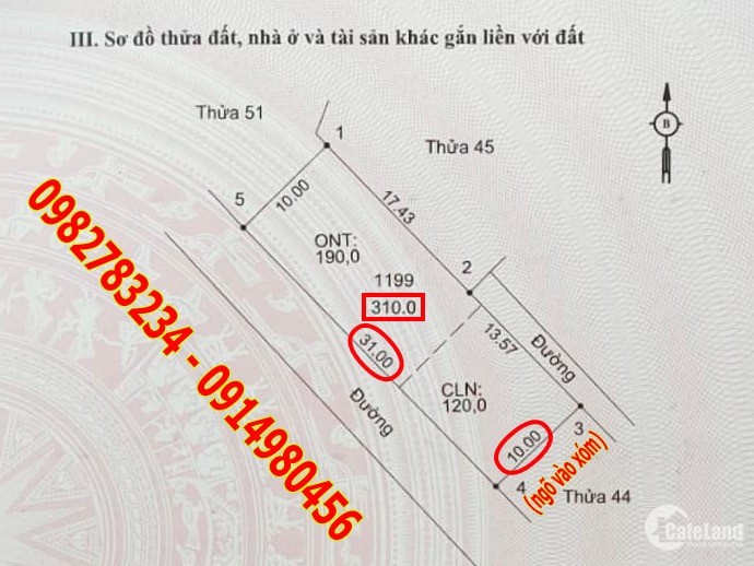 Bán đất đầu ve rộng 10x31, đường 7m