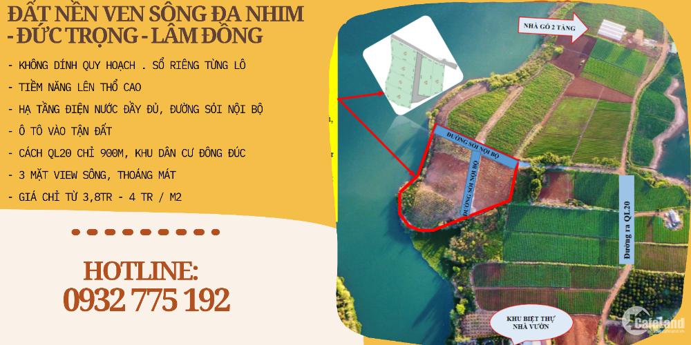 Còn 1 lô duy nhất 527m2 Sông Đa Nhim - Lâm Đồng, giá chỉ 2 tỷ 4.
