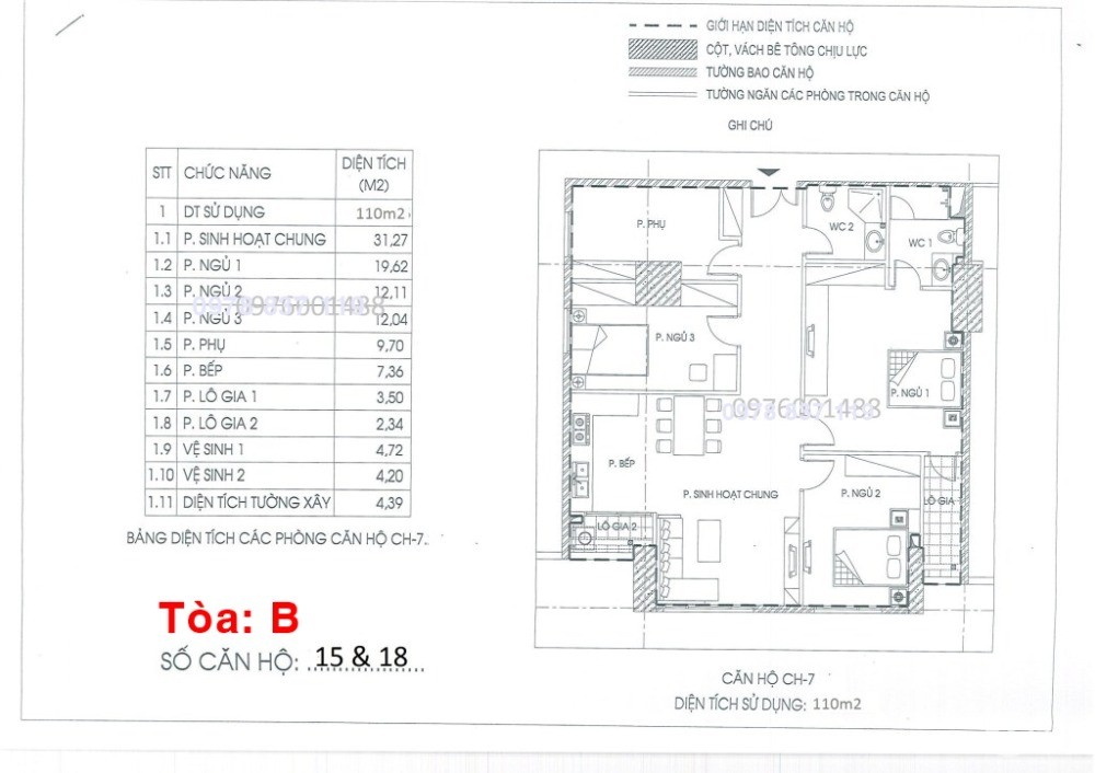 Chính chủ bán căn hộ 110m2 ( 4PN) chung cư IA20 Ciputra – tầng 16.