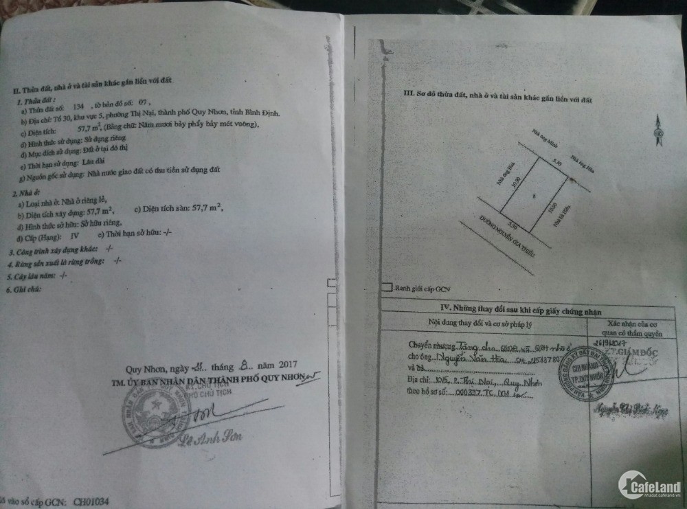 Chính chủ cần nhượng lại lô đất MT đường Nguyễn Gia Thiều, DT: 57.7m2, giá bán: