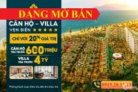 Với 600 Triệu-Căn hộ, 4 tỷ-Biệt Thự Charm Resort Hồ Tràm Ck 7%, Vàng, Miễn gốc,