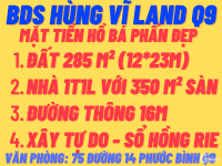 BDS Hùng Vĩ Land ĐẸP !MT Hồ Bá Phấn, 285 m² (12*32m), giá 32 tỷ