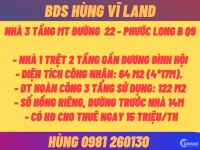 CTY Hùng Vĩ Land KẸT ! NHÀ 3 TẦNG 4x16m 120M2 sàn MT 22 PLB chỉ 7.8 ty