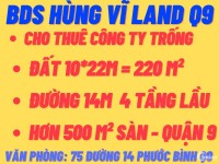 BDS Hùng Vĩ Land Cho Thuê Công Ty 4 tầng 10 x 22m, Tăng Nhơn Phú B, Q9