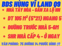 CTY Hùng Vĩ Land Giảm 300tr - Nhà 105 m² Tây Hòa, PLA- Q9 Chỉ 7 tỷ