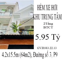 Gò Vấp, P9, Nguyễn Văn Khối 3, Hẻm xe hơi  5.95 Tỷ