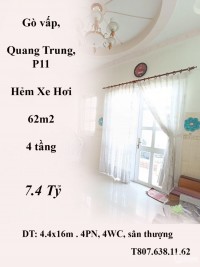 Gò vấp, Quang Trung, P11,HXH - 62m2- 4 tầng – 7.4 Tỷ